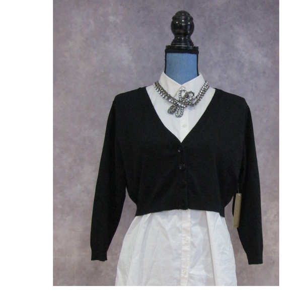 NEW i.e. Black Silk Blend Cardigan Size L - Picture 1 of 5